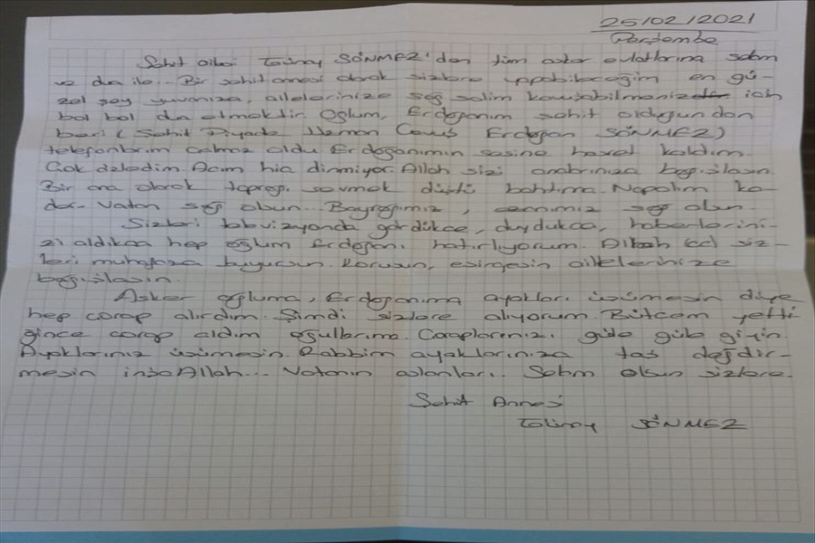 Şehidimizin Ailesi Mehmetçiklerimize 50 Çift Çorap Hediye Etti